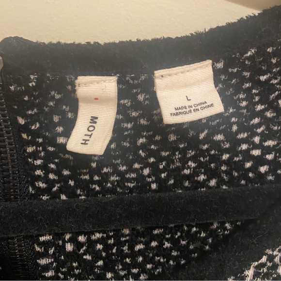 Moth Anthropologie Black White Chenille Three Quarter Sleeve Lana Sweater - Picture 6 of 7